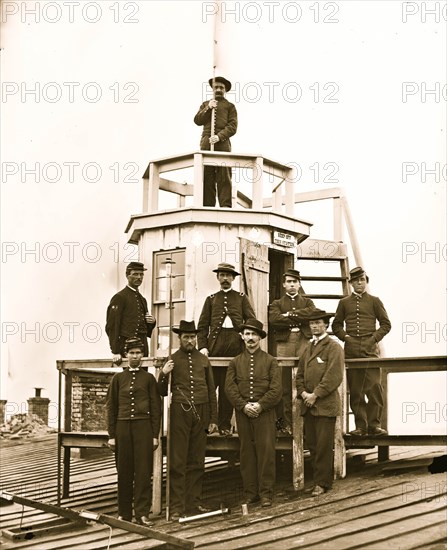 Washington, D.C. Central Signal Station, Winder Building, 17th and E Streets NW, and Signal Corps men 1865