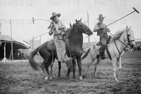 Wild West Polo Played by Cowboys on Horses at Coney Island