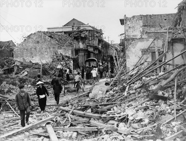 Kham thien street in central hanoi which was turned to rubble by an american bombing raid on december 27, 1972.