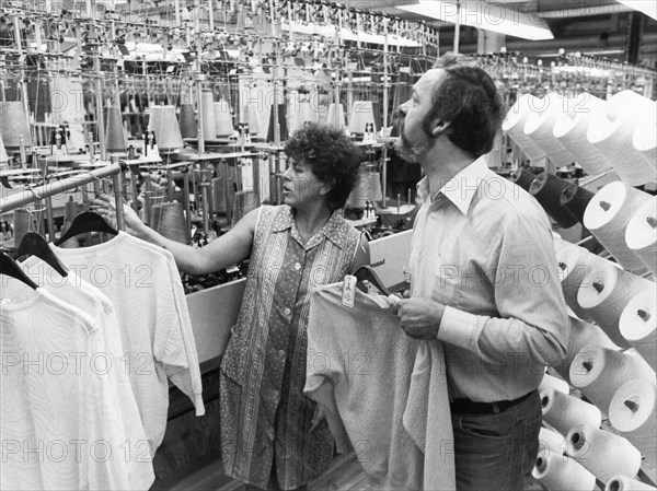 Thuringia obertrikotagen apolda textile mill, efurt county, east germany, gdr, 1986.