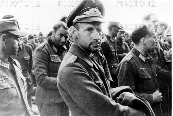 German officers at a clearing camp for war prisoners, world war ll.