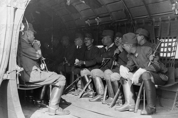 Operation august storm (battle of manchuria), japanese generals of the third japanese front being transported to soviet army rear after their surrender in mukden, manchuria, august 1945.