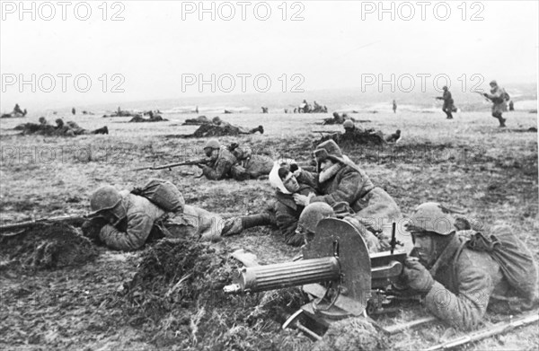 A red army unit on the offensive in one of sectors of the southern front, during world war ll.