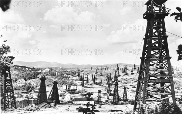 Oil fields in the prahova valley in romania.