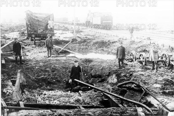 A railway station destroyed by rebels during the kronshtadt revolt in 1921.