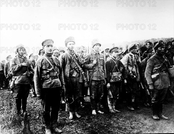 A red army unit returning from far eastern front in 1921 during the civil war.