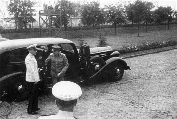 Joseph stalin getting out of his car (an american 1937 v-12 packard), late 1940s.