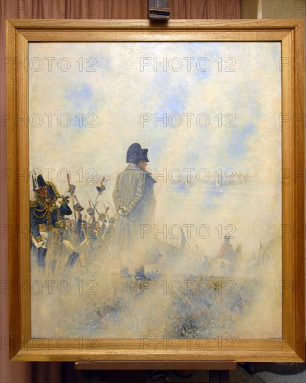 Moscow, russia,  painting 'napoleon near moscow, waiting for a boyar deputation' by artist vasily vereshchagin on display in the state history museum at the exhibition commemorating the 200th anniversary of the patriotic war of 1812 against napoleon.