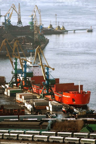 Gmk norilsk nickel-owned ice class cargo vessel 'norilsk nickel' is docked in the citys port, murmansk, russia, april 14, 2006.