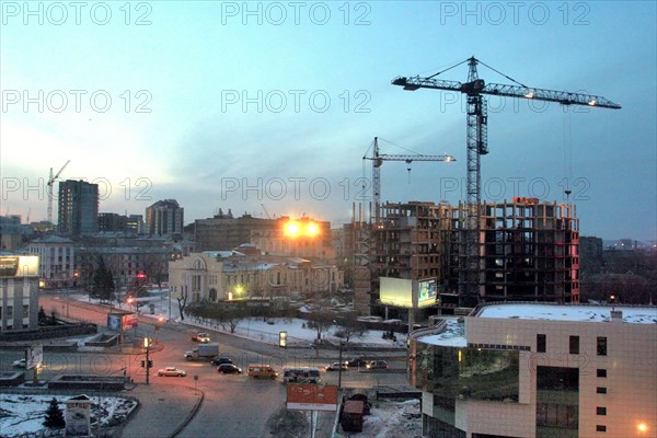 A view of novosibirsk at night, russia, 2006.