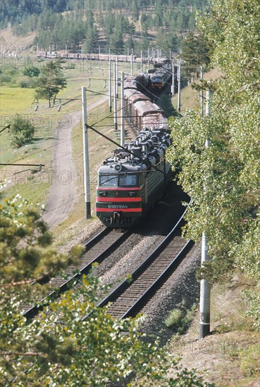 Chita region, train on the world's longest railway, the trans-siberian, june 1978.