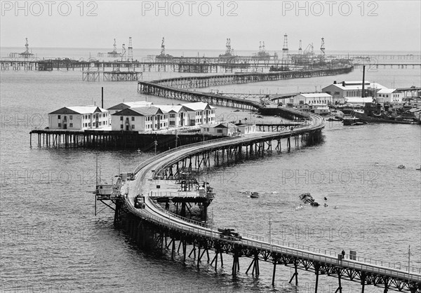 Azerbaijani ssr, ussr, oil production in neftyany kamni (oily rocks), june 1960.