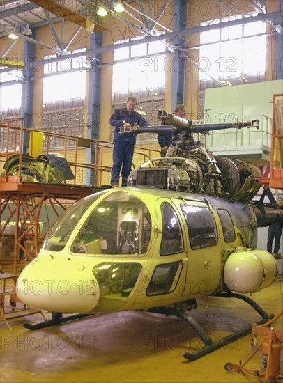 Tatarstasn,russia, november 27 2002: the 'ansat' multipurpose helicopter pictured in the assembly shop of the 'kazan helicopter plant', the helicopter designed both for military and civil purposes was developed at the plant , (photo mikhail medvedev).