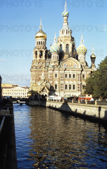 The cathedral of the resurrection on the griboyedov canal embankment in st, petersburg, russia.