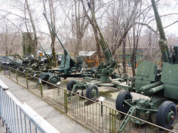 Military hardware on display in the outdoor potion of the central museum of armed forces, moscow, russia, april 2011.