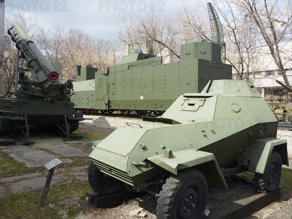 Military hardware on display in the outdoor potion of the central museum of armed forces, moscow, russia, april 2011.