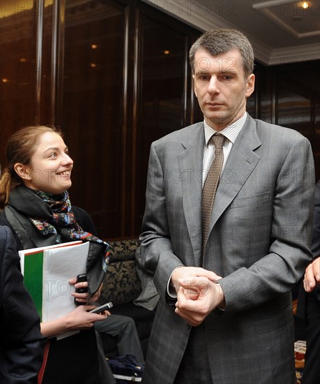 Moscow, russia, april 14, 2010, mikhail prokhorov, chairman of the ojsc polyus gold board of directors, attends the congress of the russian union of industrialists and entrepreneurs, as a part of the russian business week.