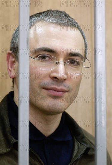 The ex-head of yukos, mikhail khodorkovsky in the building of meshchansky court, the court has postponed announcement of the verdict in the m, khodorkovsky, p, lebedev and a, krainov case until may 19, may 18, 2005, moscow, russia.