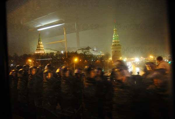 Moscow, russia, december 10, 2011, security measures tightened after a rally in moscow's revolution square against electoral fraud at recent parliamentary elections.