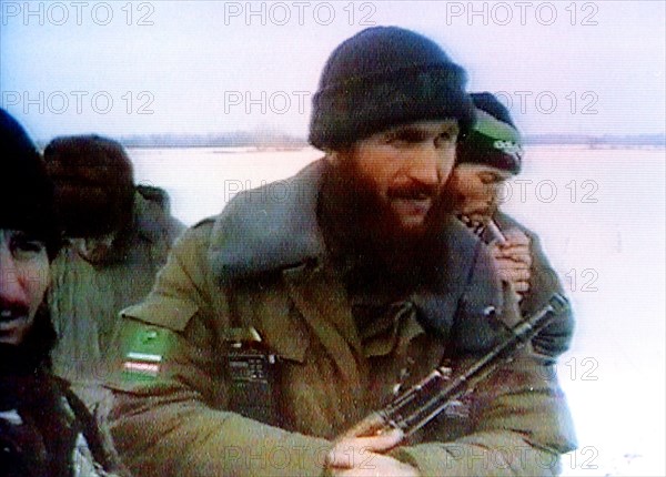 Grozny, the picture shows a chechen separatist field commander salman radyev, 28, in the village of pervomaiskoye in january 1996