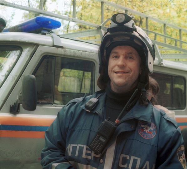 Vadim mikhailov, head of the digger-spas underground research and rescue centre in moscow, october 2, 2002.