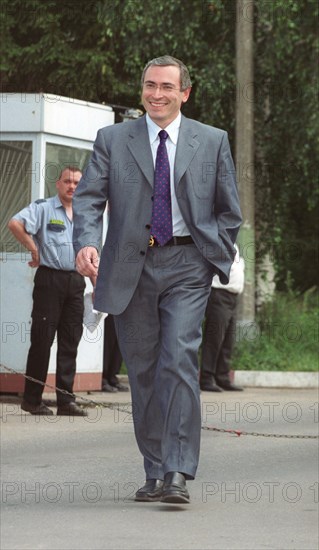 Moscow, russia, july 16, 2003, the chief of russias oil giant yukos, mikhail khordorkovsky (in pic) has returned from the us, where he was the sole invitee from russia to an annual informal meeting of the worlds business elite, the sun valley conference, in sun valley.