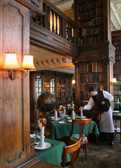 The library hall at pushkin cafe, moscow, russia, february 2007.