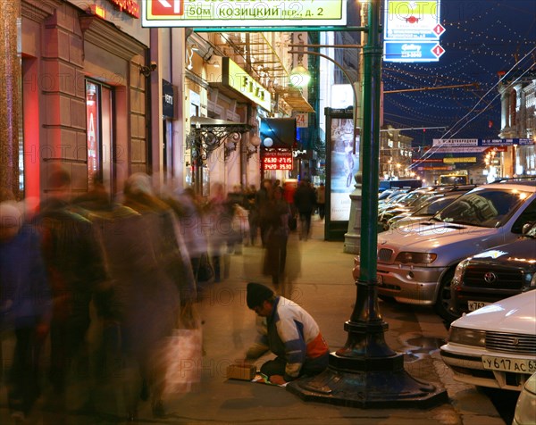 A beggar in tverskaya street in moscow, russia, november 2008.