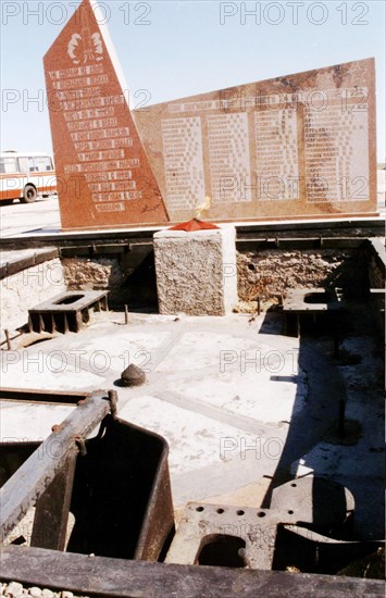 Baikonur, kazakhstan, october 24 200: a view of the memorial complex to those who perished forty years ago at the space craft launching site at the baikonur missile complex