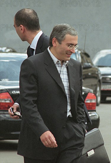 Mikhail khodorkovsky, the head of the yukos oil company and russia's wealthiest man, pictured upon leaving the general prosecutor's office