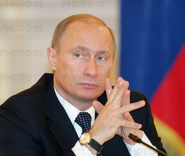 Russian president vladimir putin at a session of the state council of russian federation in the aleksandrovsky reception hall of the grand kremlin palace, moscow, russia, 12/05.