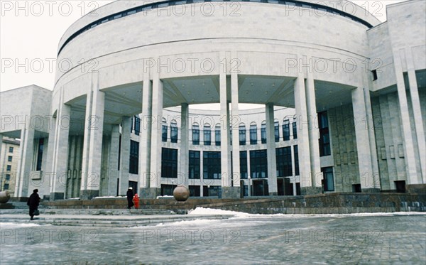 The new russian national library building on moscow ave, in st, petersburg, russia, january 2000.