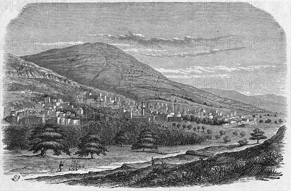Religion The Holy Bible. Mount Garizim and the city of Nablus, ancient Shechem