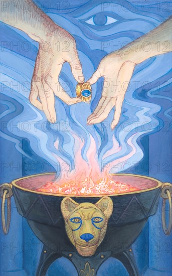 Creative illustration Ancient Egypt Occult magic ritual  oracles