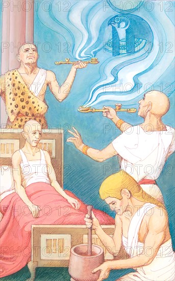 Creative illustration Ancient Egypt Egyptian medicine