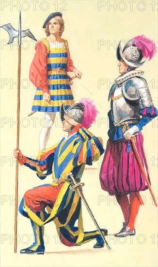 Creative illustration serial History of Rome Swiss Guards uniform