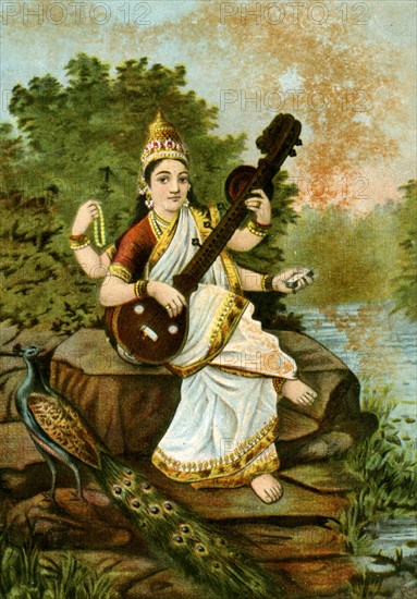 Art/Mythology Painting-Saraswati