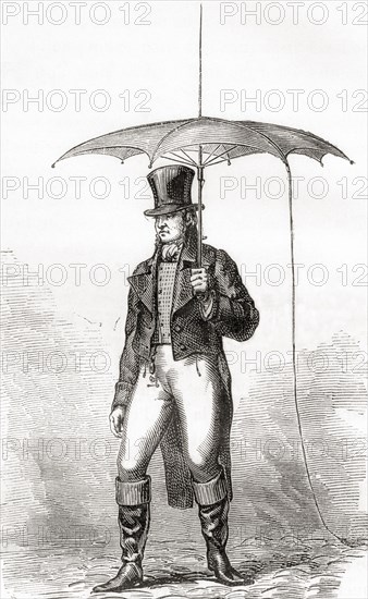 A gentleman with a lightning rod umbrella