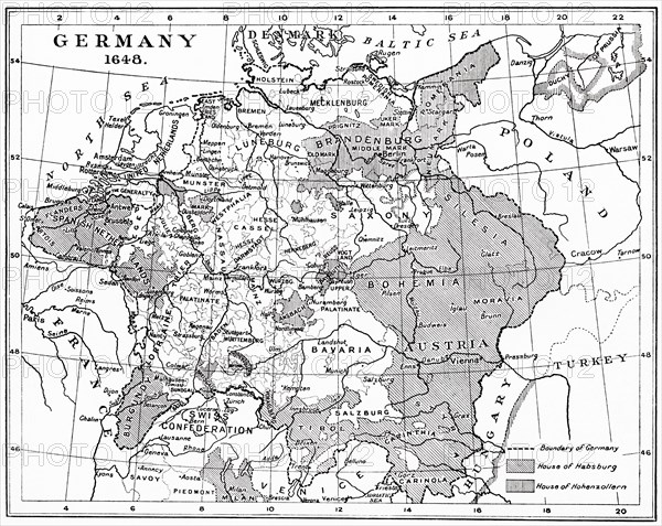 Map of Germany in 1648 after the Peace of Westphalia