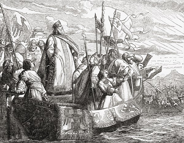 Frederick Barbarossa crossing the Bosphorous during the Third Crusade