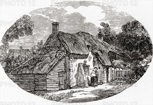 Exterior of a Dorchester labourer's cottage in the early 19th century