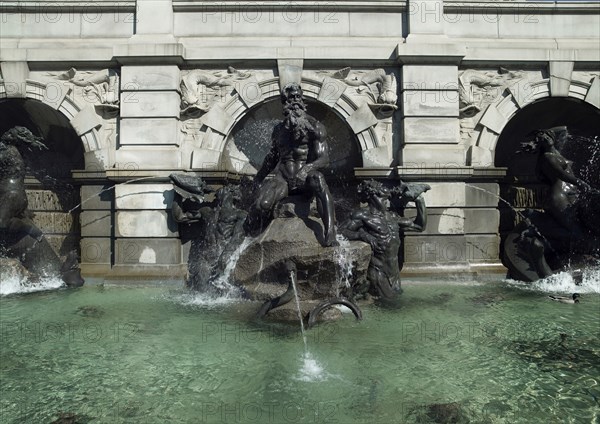 Sea Nymph on Sea Horse statue in Neptune Fountain by Roland Hinton Perry. Library of Congress Thomas Jefferson Building, Washington, D.C.