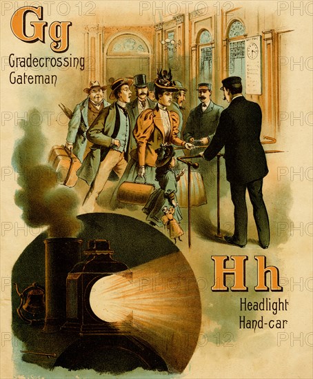 Railroad ABC - G is for Grade Crossing & Gateman - H is for Headlight & handcar