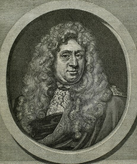 Samuel von Pufendorf (1632-1694). German jurist, political philosopher, economist statesman, and historian. Portrait. Engraving.