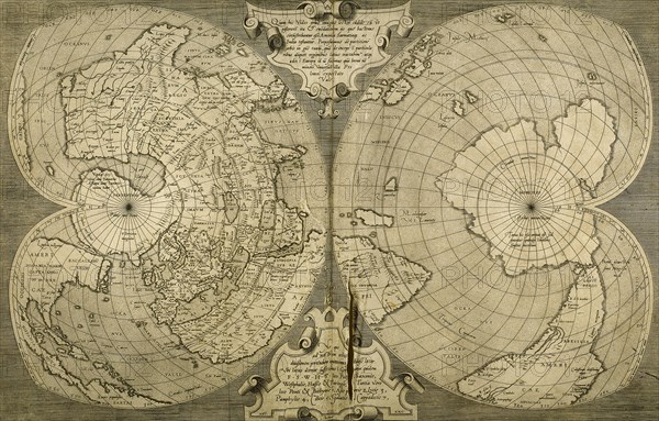 World map. Italian engraving. 16th century.