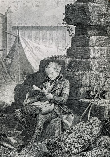 Francois-Rene de Chateaubriand writing his Memoirs from Beyond the Grave.