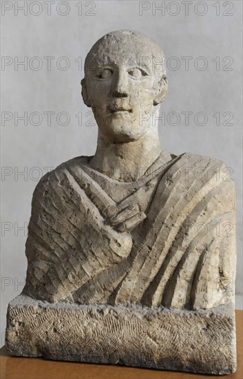 Funerary bust of a man.