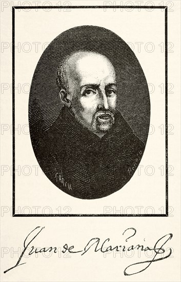 Juan de Mariana (1536-1624). Spanish Jesuit priest, Scholastic, historian. Engraving, 1879