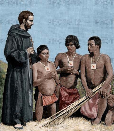 Colombia. Augustinian Recollect Friar Converting Guahibos Indians ...