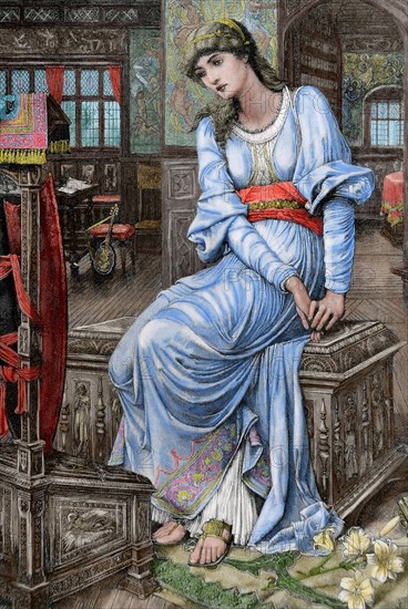 Mechthild of Magdeburg (1207-1282/1294). Medieval mystic. Engraving,1896. Colored.